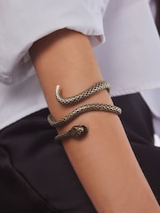 Gold Tone Chunky Snake Bangle Made With Recycled Zinc - Image 1 of 5