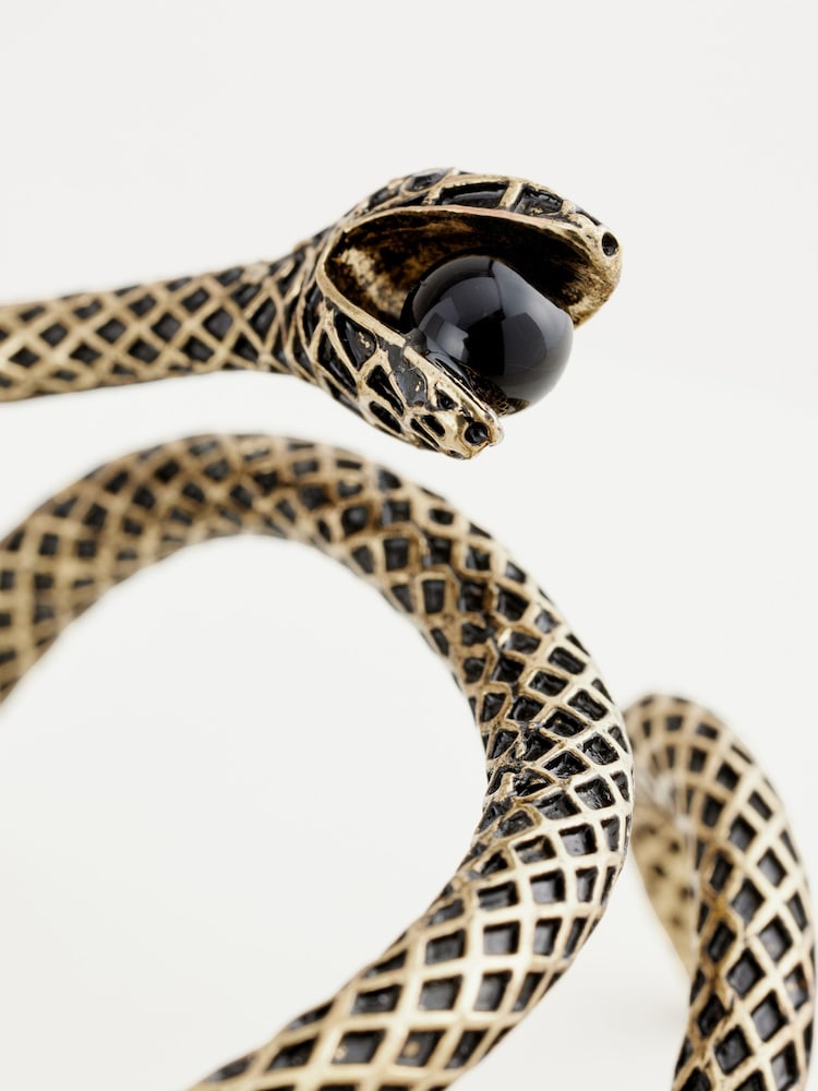 Gold Tone Chunky Snake Bangle Made With Recycled Zinc - Image 5 of 5