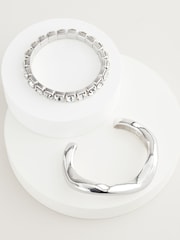 Silver Tone Sparkle Bangle Pack Made With Recycled Zinc and Brass - Image 5 of 6