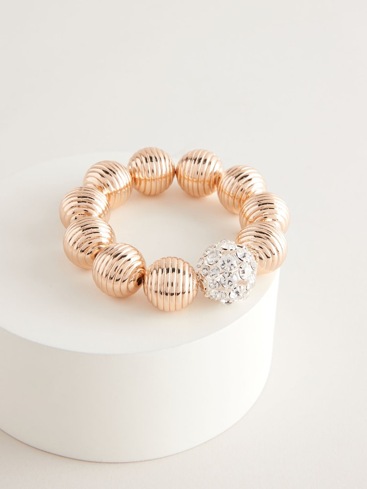 Gold Tone Sparkle Orb Stretch Bracelet - Image 1 of 3
