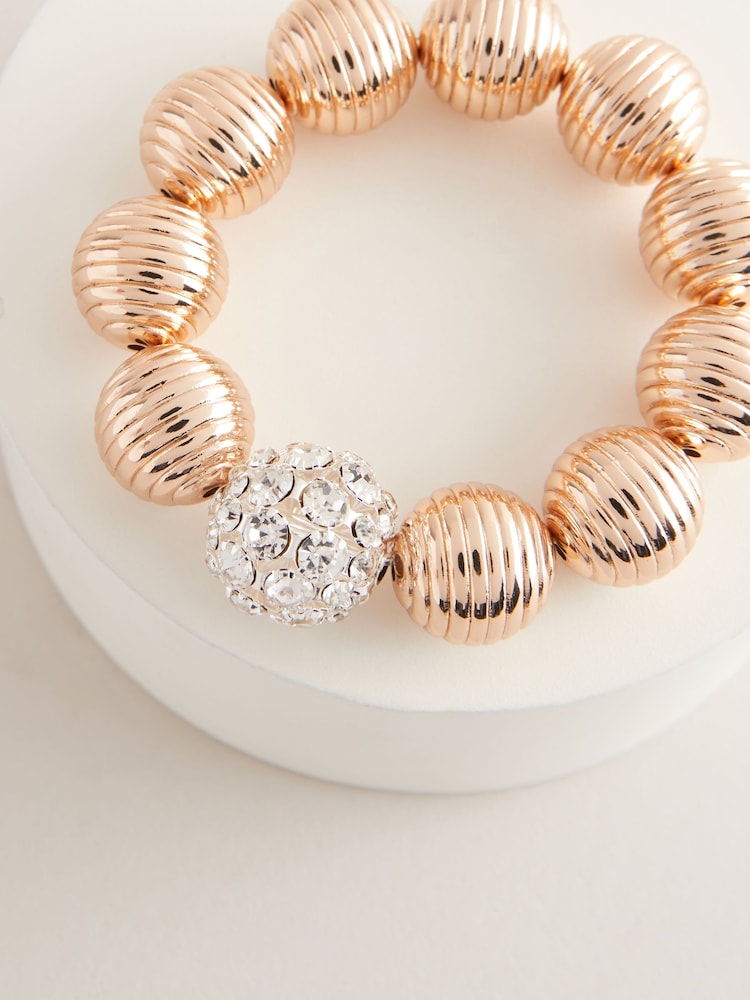 Gold Tone Sparkle Orb Stretch Bracelet - Image 2 of 3