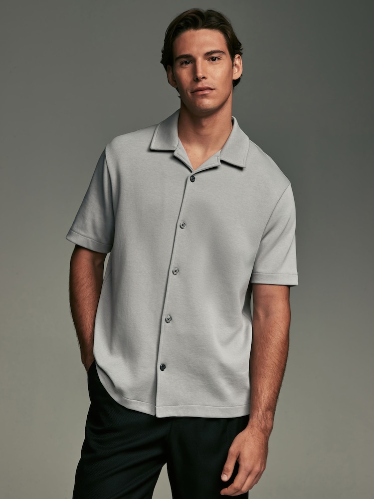 Gri - Relaxed Fit Smart Cuban Guler Jersey Cămăși - Image 3 of 7