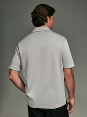 Grey Relaxed Fit Smart Cuban Collar Jersey Shirt - Image 4 of 7