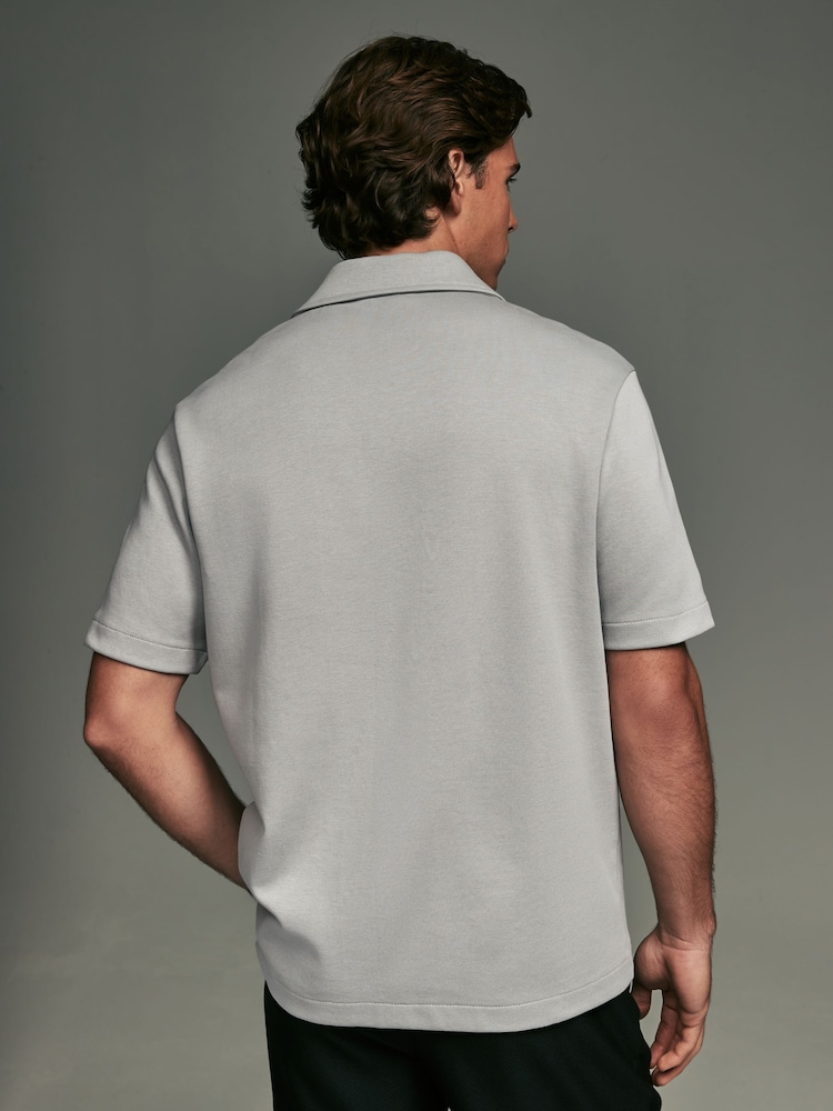 Gri - Relaxed Fit Smart Cuban Guler Jersey Cămăși - Image 4 of 7