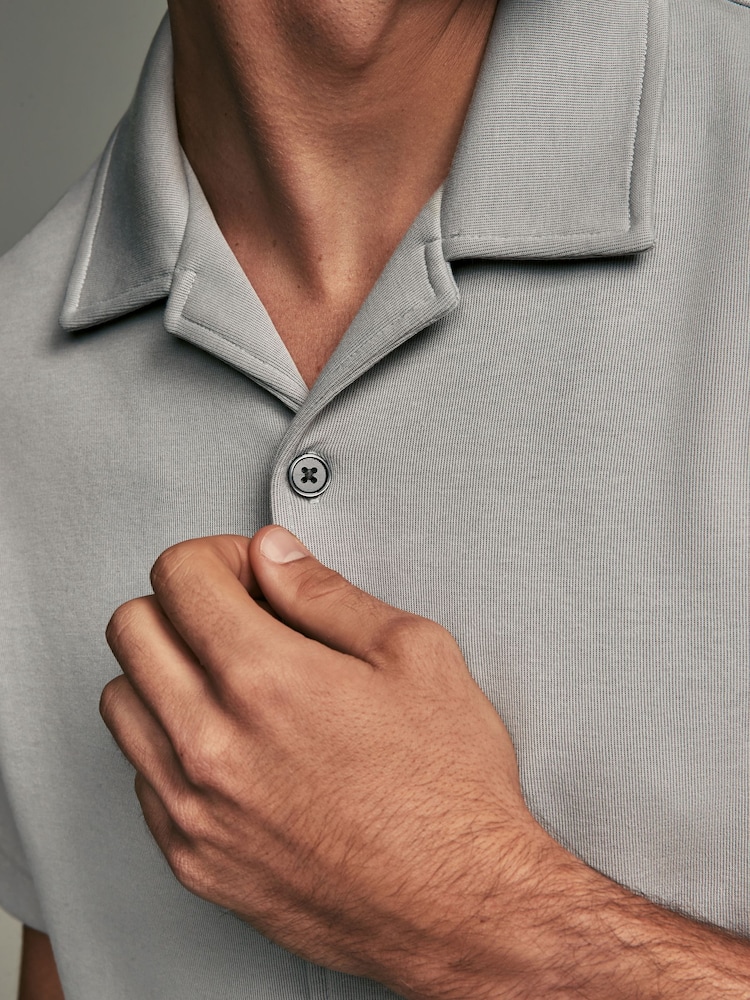 Gri - Relaxed Fit Smart Cuban Guler Jersey Cămăși - Image 5 of 7