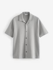 Grey Relaxed Fit Smart Cuban Collar Jersey Shirt - Image 6 of 7