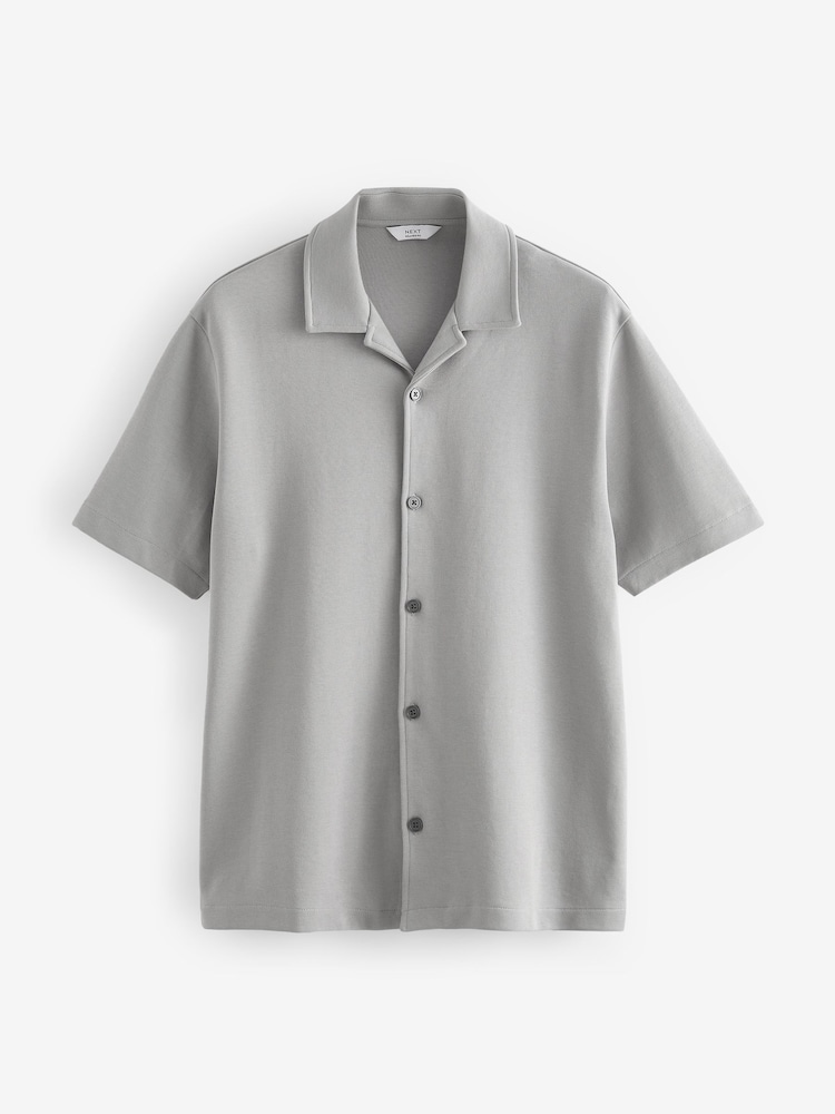 Gri - Relaxed Fit Smart Cuban Guler Jersey Cămăși - Image 6 of 7