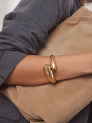 Gold Tone Wrap Around Hinge Cuff Bracelet - Image 3 of 4