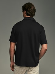 Black Relaxed Fit Smart Cuban Collar Jersey Shirt - Image 4 of 7