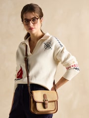 Joules Alderton Neutral Straw Cross Body Bag - Image 3 of 7