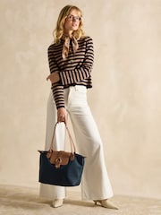 Joules Edie Navy Shopper Bag - Image 3 of 7
