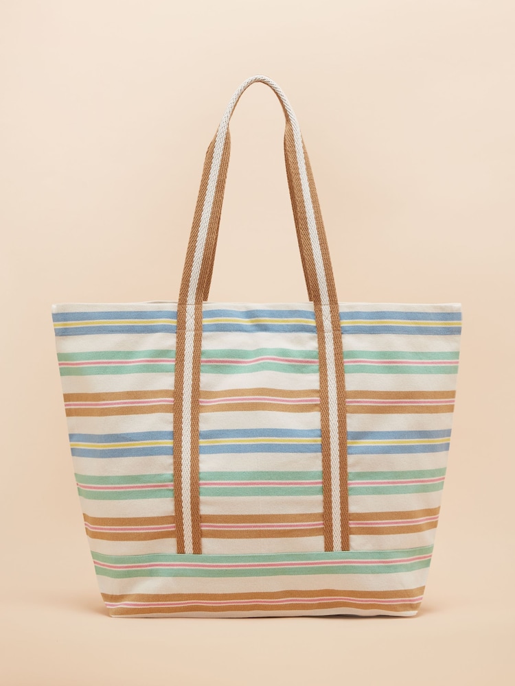 Joules Promenade Stripe Canvas Beach Bag - Image 5 of 7