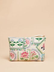 Joules Carrywell Cream Tile Print Zip Pouch - Image 2 of 6