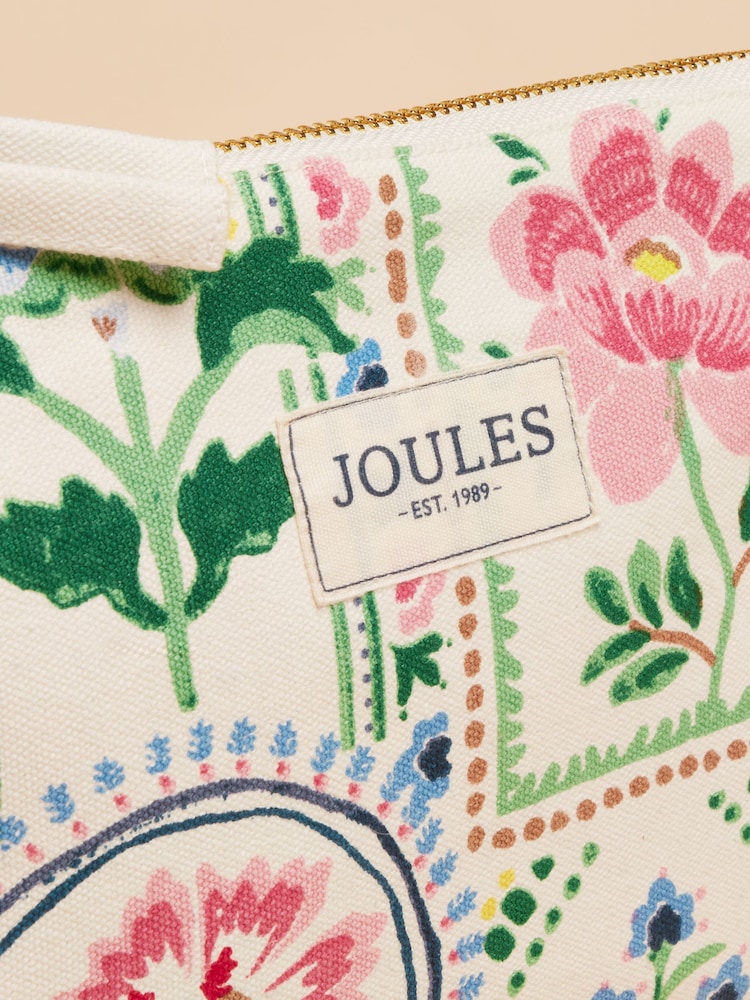 Joules Carrywell Cream Tile Print Zip Pouch - Image 4 of 6