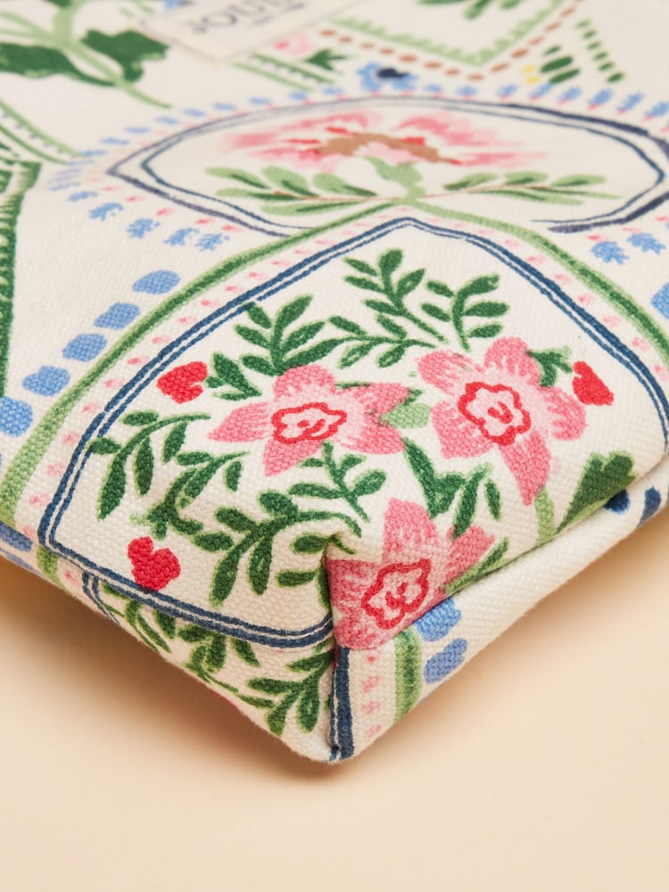 Joules Carrywell Cream Tile Print Zip Pouch - Image 6 of 6
