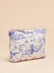 Joules Carrywell Blue & White Toile de Jouy Zip Pouch - Image 2 of 5