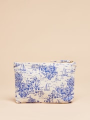 Joules Carrywell Blue & White Toile de Jouy Zip Pouch - Image 3 of 5