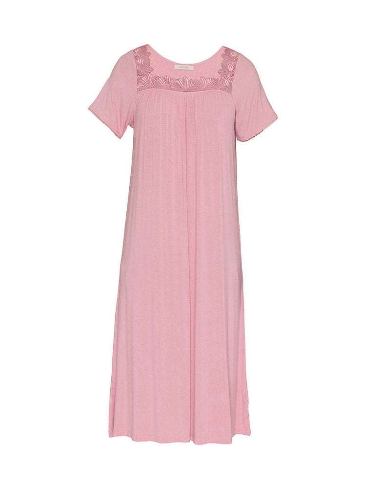 Nora Rose Pink Jersey Square Neck Long Nightdress - Image 3 of 3 Nora Rose Pink Jersey Square Neck Long Nightdress - Image 3 of 3