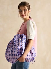 Rosa y lila - Bolso tote de algodón con volantes Nella de Joules - Imagen 2 de 8
