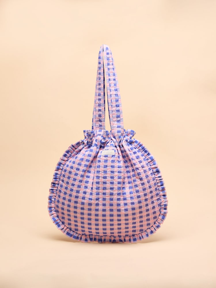 Pink & Lilac - Joules Nella Cotton Frill Tote Bag - Image 3 of 8