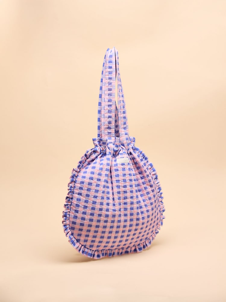 Pink & Lilac - Joules Nella Cotton Frill Tote Bag - Image 5 of 8