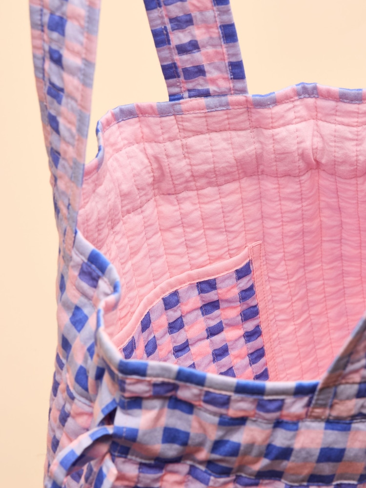 Rosa y lila - Bolso tote de algodón con volantes Nella de Joules - Imagen 8 de 8
