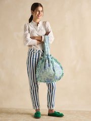 Green & Blue Toile de Jouy - Joules Nella Cotton Frill Tote Bag - Image 1 of 8