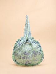 Green & Blue Toile de Jouy - Joules Nella Cotton Frill Tote Bag - Image 3 of 8