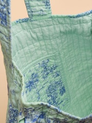 Green & Blue Toile de Jouy - Joules Nella Cotton Frill Tote Bag - Image 8 of 8