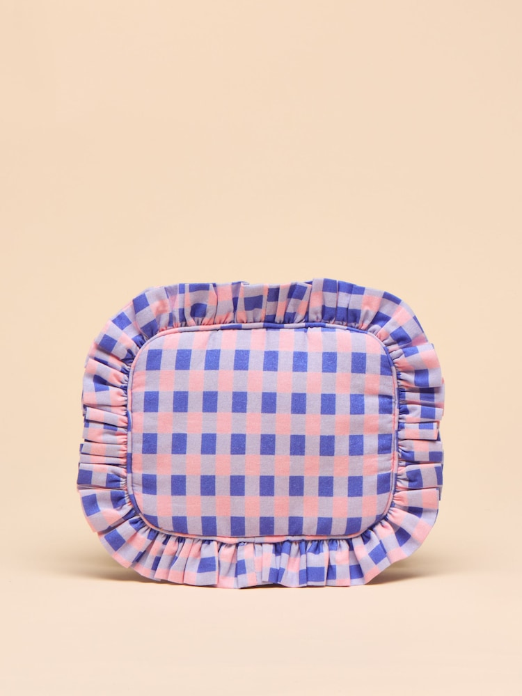 Pink & Lilac - Joules Nina Cotton Frill Wash Bag - Image 2 of 5
