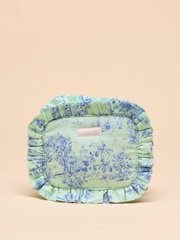 Green & Blue Toile de Jouy - Joules Nina Cotton Frill Wash Bag - Image 1 of 5