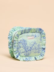 Green & Blue Toile de Jouy - Joules Nina Cotton Frill Wash Bag - Image 3 of 5