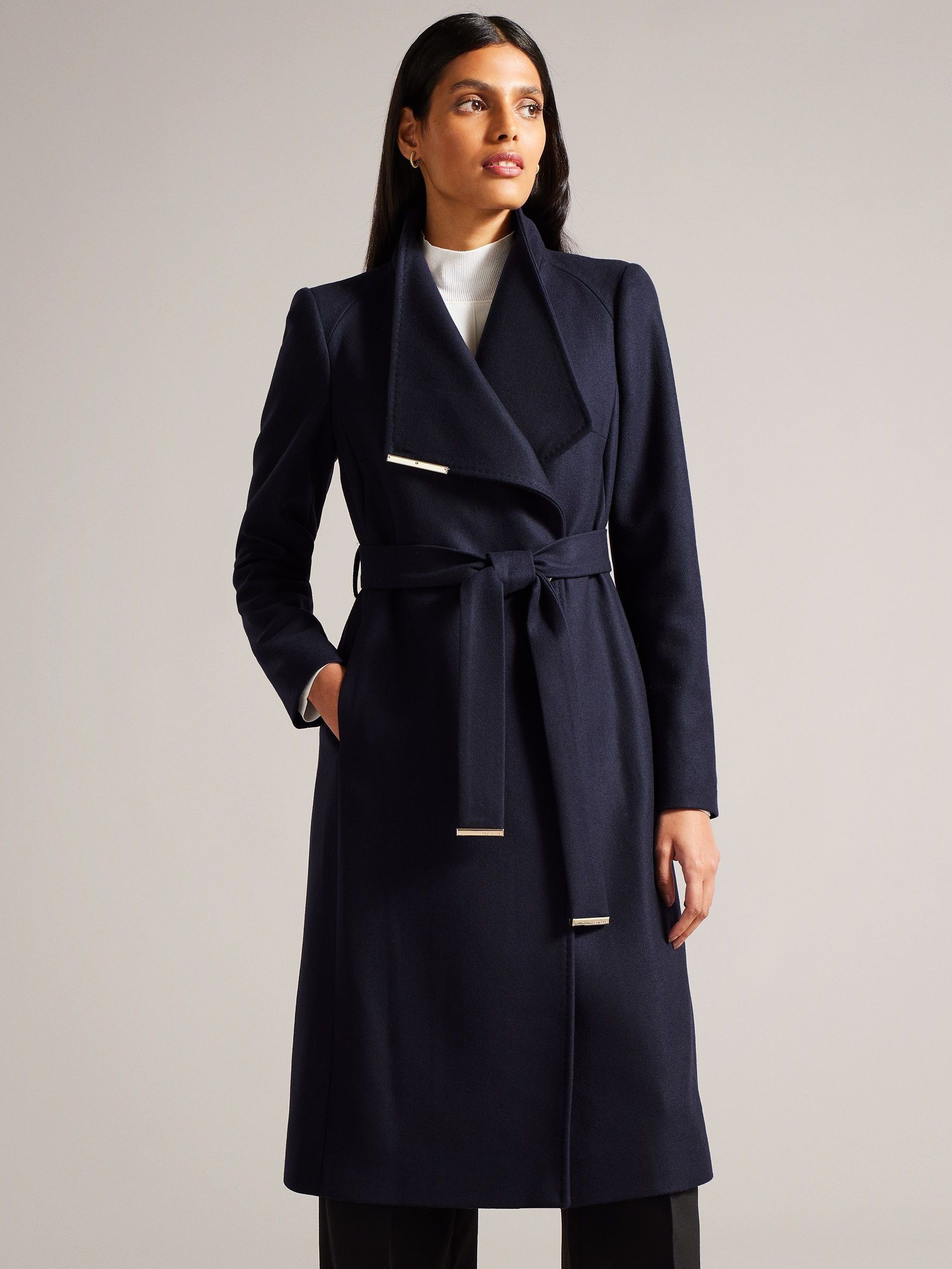 Buy Ted Baker Blue Rose Midi Length Belted Wool Wrap Coat from Next Luxembourg