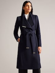 Ted Baker Blue Rose Midi Length Belted Wool Wrap Coat - Image 1 of 6