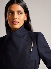 Ted Baker Blue Rose Midi Length Belted Wool Wrap Coat - Image 2 of 6