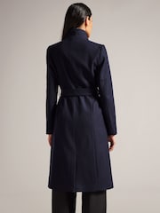 Ted Baker Blue Rose Midi Length Belted Wool Wrap Coat - Image 4 of 6