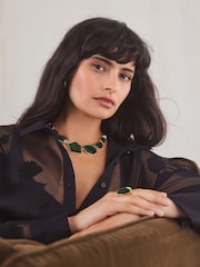 Grün - Chunky Stone Necklace Made With Recycled Zinc and Iron - Bild 3 von 6