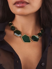 Grün - Chunky Stone Necklace Made With Recycled Zinc and Iron - Bild 4 von 6