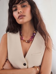 Purple Chunky Stone Necklace Made With Recycled Zinc - Image 1 of 5