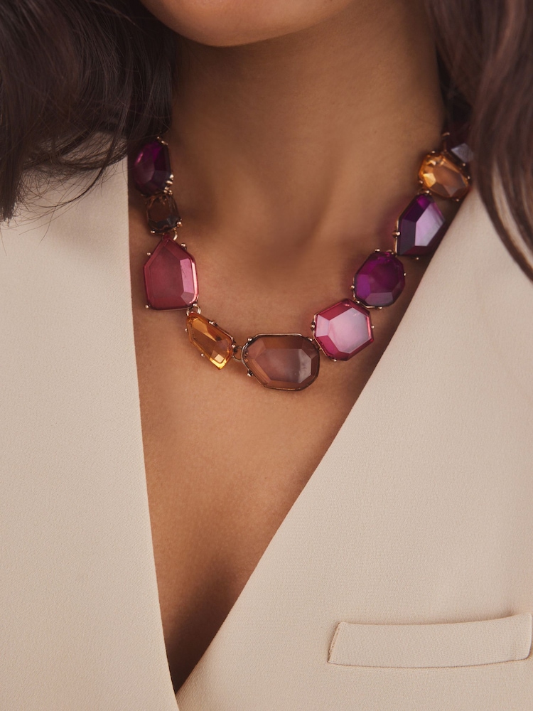 Purple Chunky Stone Necklace Made With Recycled Zinc - Image 2 of 5