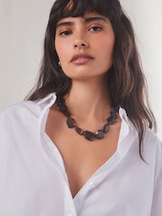 Schwarz - Chunky Stone Necklace Made With Recycled Zinc - Bild 1 von 5