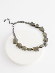 Schwarz - Chunky Stone Necklace Made With Recycled Zinc - Bild 4 von 5