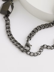 Schwarz - Chunky Stone Necklace Made With Recycled Zinc - Bild 5 von 5