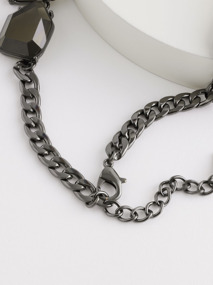 Schwarz - Chunky Stone Necklace Made With Recycled Zinc - Bild 5 von 5