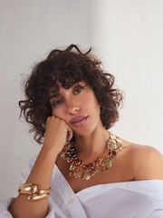 Gold Tone Molten Drop Collar Necklace Made With Recycled Zinc - Image 1 of 5