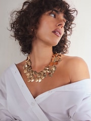 Gold Tone Molten Drop Collar Necklace Made With Recycled Zinc - Image 2 of 5