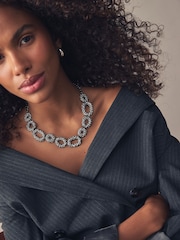 Silver Tone Gunmetal Sparkle Pave Short Necklace Made With Recycled Metals - Image 2 of 4