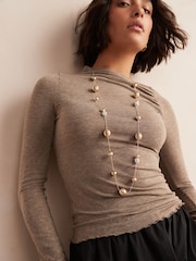 Gold Tone Sparkle Orb Rope Necklace - Image 1 of 3