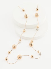 Gold Tone Sparkle Orb Rope Necklace - Image 2 of 3
