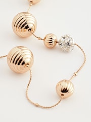 Gold Tone Sparkle Orb Rope Necklace - Image 3 of 3